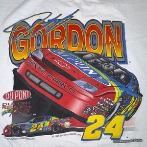 RARE 1997 Jeff Gordon NASCAR DuPont Racing Tee XL Vintage Rainbow‎ Monte Carlo